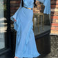 Round Neck Ruffled Long Sleeve Maxi Dress