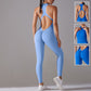 Solid Beauty-back Long Pants Jumpsuit Yoga Fitness Running Dance Slim Bodysuit Women Sports Clothing