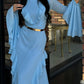 Round Neck Ruffled Long Sleeve Maxi Dress