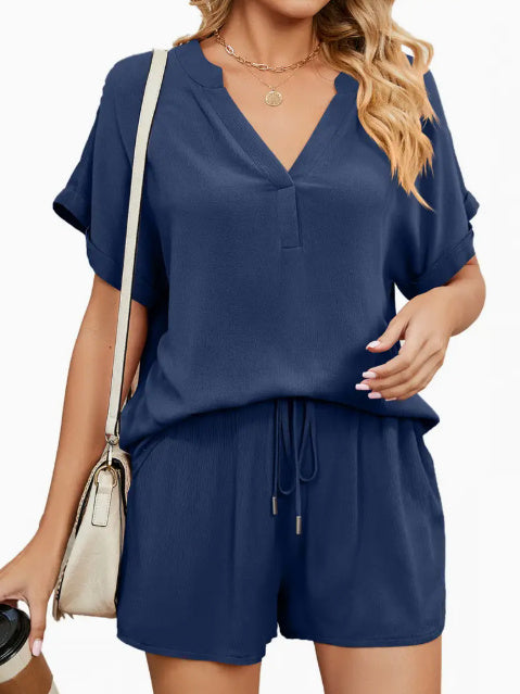 Women's Solid Color Loose Fit Casual 2-Piece Set Conjunto Short Summer Sets