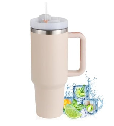 40oz Straw Coffee Mug With Handle Portable Car Stainless Steel Water Bottle Large Capacity Travel Bisphenol A Free Mug