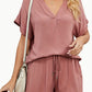 Women's Solid Color Loose Fit Casual 2-Piece Set Conjunto Short Summer Sets