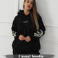 Women's Solid Color Floral Long Sleeved Sweatshirt