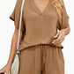 Women's Solid Color Loose Fit Casual 2-Piece Set Conjunto Short Summer Sets