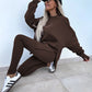 Sweater Suit Women's Casual Loose Long Sleeve Crew Neck Split Top Tight Trousers