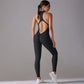 Solid Beauty-back Long Pants Jumpsuit Yoga Fitness Running Dance Slim Bodysuit Women Sports Clothing