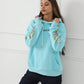 Women's Solid Color Floral Long Sleeved Sweatshirt